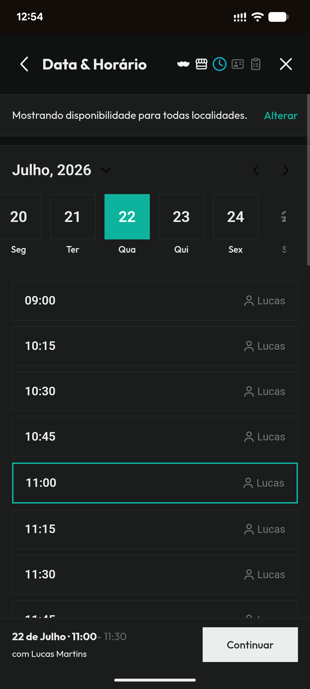 Data e horário