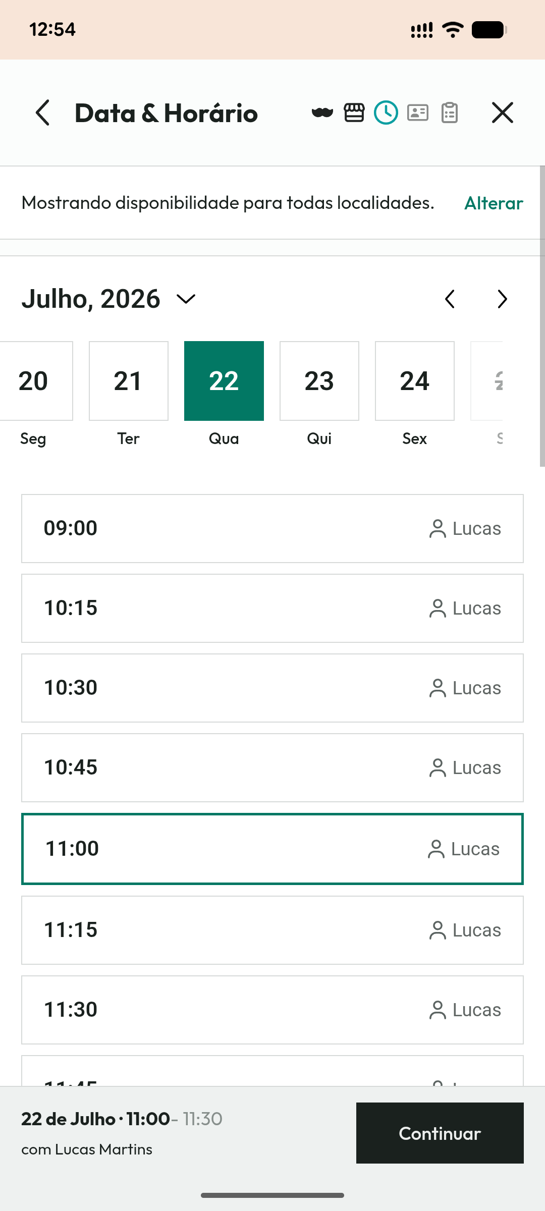 Data e horário